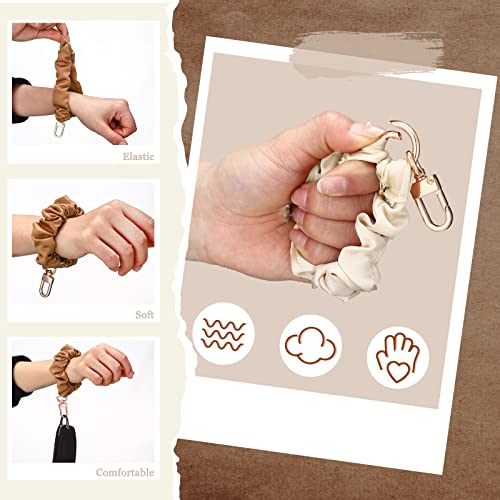 Jadive 3 Pcs Scrunchie Keychain Wristlet Bracelet Stretchy Keyring Wrist Holder for Women(Black Khaki Brown,Cute Style) - Image 3