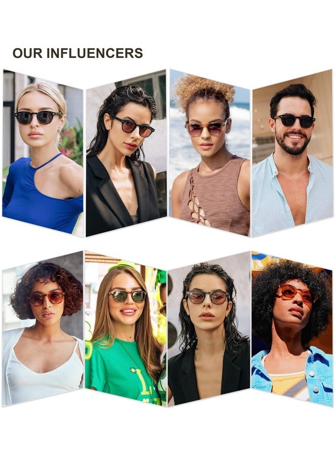 Sojos Retro Small Round Sunglasses For Men Women Trendy Circle Style Uv400 Lenses Unisex Sun Glasses Sj2251, Brown Frame/Bluish-Grey Lens  - Image 2