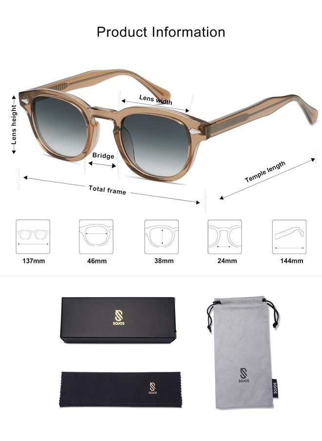 Sojos Retro Small Round Sunglasses For Men Women Trendy Circle Style Uv400 Lenses Unisex Sun Glasses Sj2251, Brown Frame/Bluish-Grey Lens  - Image 5