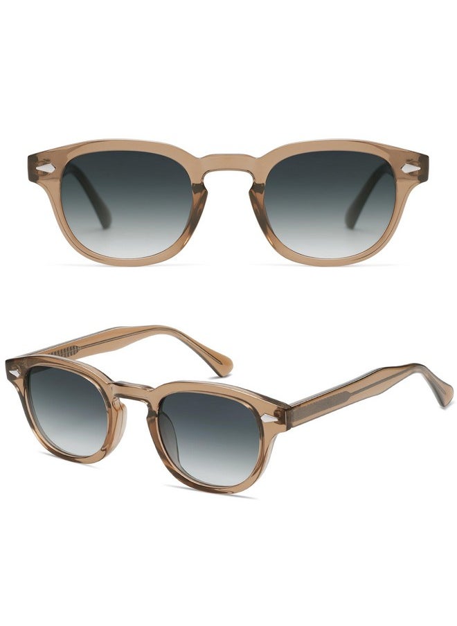Sojos Retro Small Round Sunglasses For Men Women Trendy Circle Style Uv400 Lenses Unisex Sun Glasses Sj2251, Brown Frame/Bluish-Grey Lens  - Image 3
