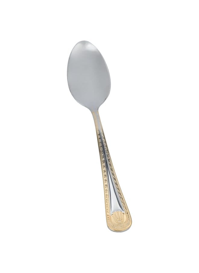 Alsaif Gallery - Silver Eating Spoon Set Gold Pattern 6 Pieces - Image 1