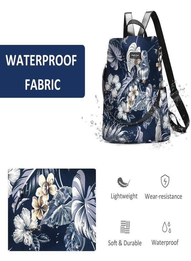 Fmeida Waterproof Backpack Purse for Women Anti Theft Fashion Daypack Nylon Travel Bag Crossbody Shoulder Bag - Hawaii Flower 13"x5.9"x13.9" - Image 5