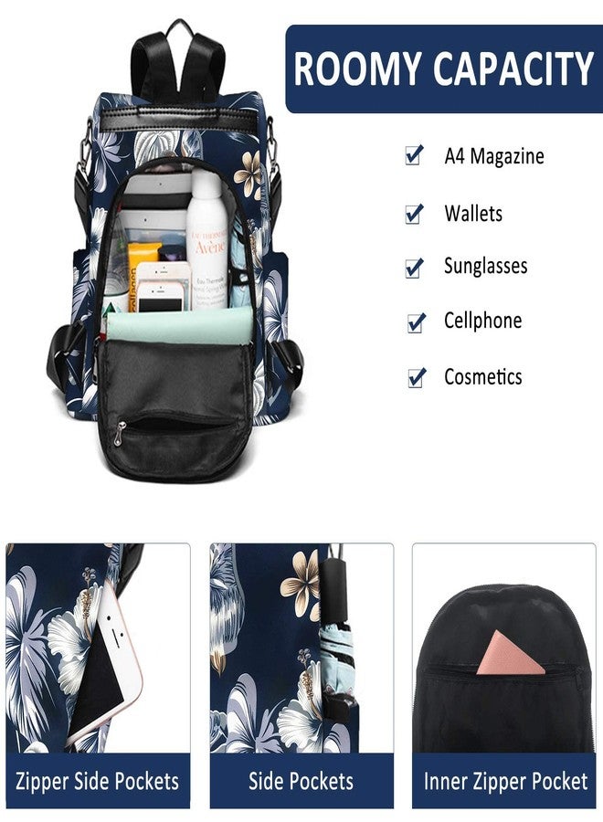 Fmeida Waterproof Backpack Purse for Women Anti Theft Fashion Daypack Nylon Travel Bag Crossbody Shoulder Bag - Hawaii Flower 13"x5.9"x13.9" - Image 4