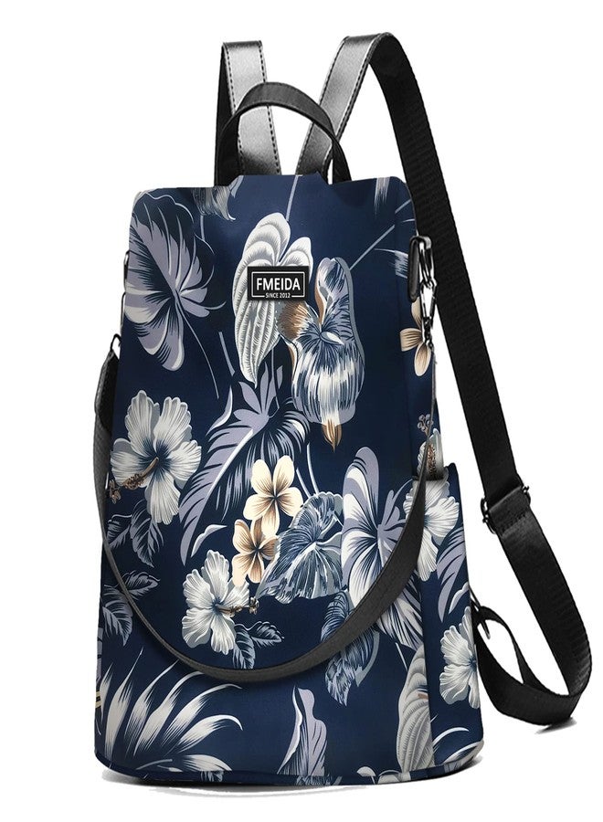 Fmeida Waterproof Backpack Purse for Women Anti Theft Fashion Daypack Nylon Travel Bag Crossbody Shoulder Bag - Hawaii Flower 13"x5.9"x13.9" - Image 1