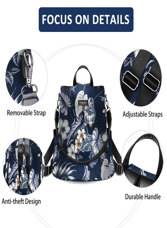 Fmeida Waterproof Backpack Purse for Women Anti Theft Fashion Daypack Nylon Travel Bag Crossbody Shoulder Bag - Hawaii Flower 13"x5.9"x13.9" - Image 3