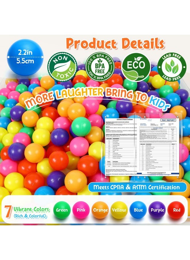 Hovenlay Mooner Pack of 100 Ocean Balls Phthalate Free BPA Free Crush Proof Plastic, Pit Balls - 7 Bright Colors in Reusable Play Toys for Kids with Storage Bag - Image 3