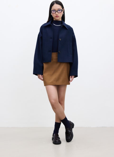 Faux Leather Mini Skirt Camel