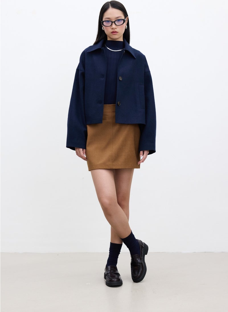 Faux Leather Mini Skirt Camel