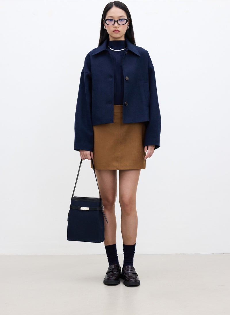 Faux Leather Mini Skirt Camel