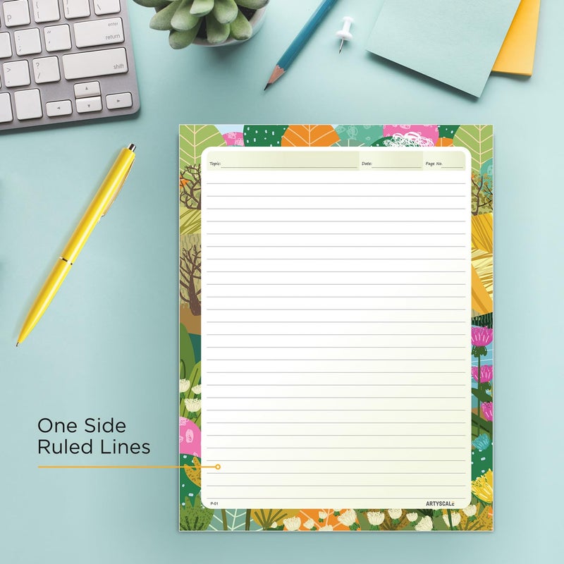 ARTYSCALE A4 Designer Multicolour Project 100 GSM Paper Sheet (One Side Ruled) for School, Colleges Assignments, Creative Art & Craft Practical Work, Floral Art Design (50 Sheets) - Image 4