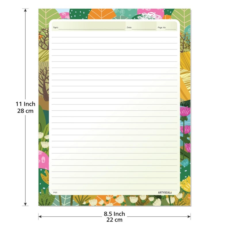 ARTYSCALE A4 Designer Multicolour Project 100 GSM Paper Sheet (One Side Ruled) for School, Colleges Assignments, Creative Art & Craft Practical Work, Floral Art Design (50 Sheets) - Image 2