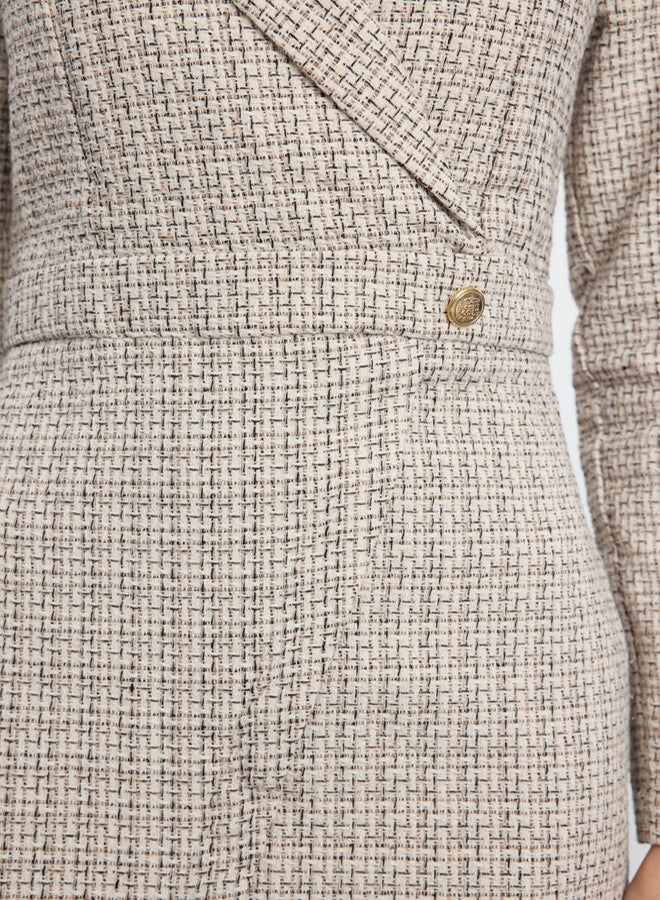 trendyol Beige Plaid / Checkered Woven Dress - Image 4