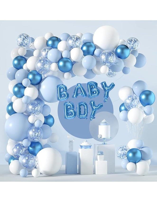 Blue And White Balloon Arch Garland Kit - Baby Boy Balloons Arch Different Sizes 5 12 18 Inch Blue White Balloons For Boys Baby Shower Decorations Birthday Engagement Party Gender Reveal Decor - Image 1