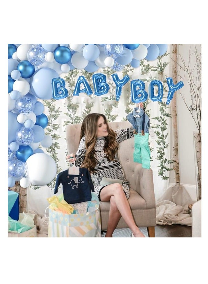 Blue And White Balloon Arch Garland Kit - Baby Boy Balloons Arch Different Sizes 5 12 18 Inch Blue White Balloons For Boys Baby Shower Decorations Birthday Engagement Party Gender Reveal Decor - Image 2