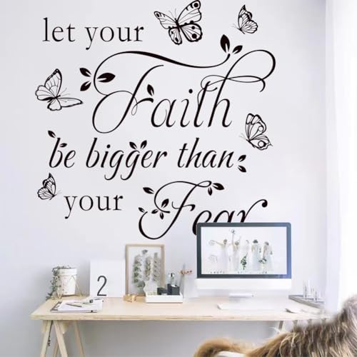 Datesno Inspirational Wall Decal Sticker Quotes Vinyl Wall Stickers Let Your Faith Be Bigger Than Your Fear Motivational Saying Positive Quote Handwriting Art Letters Home Decor - Image 3