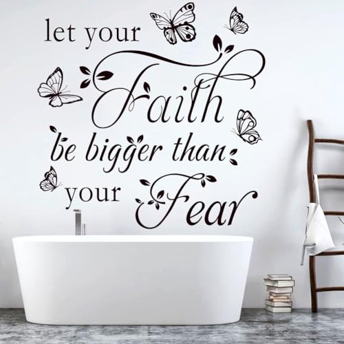 Datesno Inspirational Wall Decal Sticker Quotes Vinyl Wall Stickers Let Your Faith Be Bigger Than Your Fear Motivational Saying Positive Quote Handwriting Art Letters Home Decor - Image 1