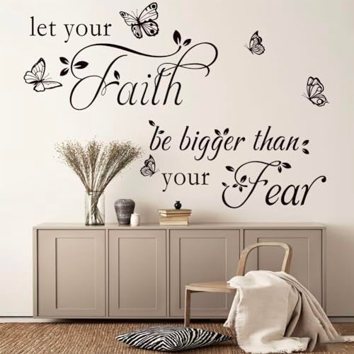 Datesno Inspirational Wall Decal Sticker Quotes Vinyl Wall Stickers Let Your Faith Be Bigger Than Your Fear Motivational Saying Positive Quote Handwriting Art Letters Home Decor - Image 2