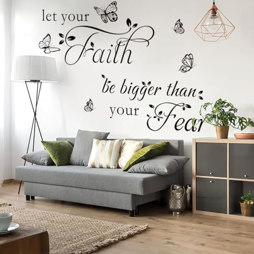 Datesno Inspirational Wall Decal Sticker Quotes Vinyl Wall Stickers Let Your Faith Be Bigger Than Your Fear Motivational Saying Positive Quote Handwriting Art Letters Home Decor - Image 5