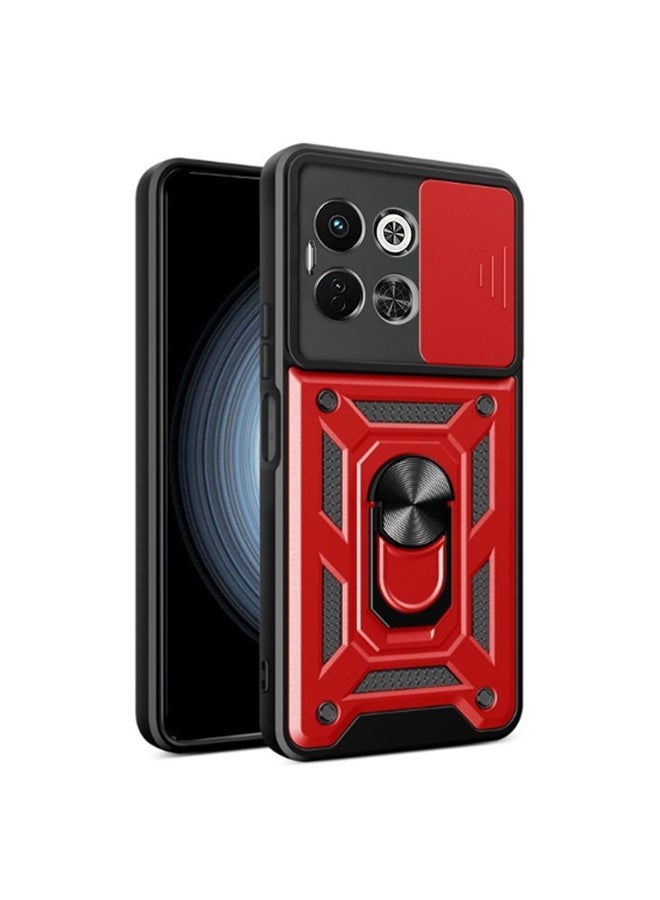 for TECNO Spark 30 5G Case Cover, Slide Camera Lens Cover, Magnetic Ring Holder Kickstand Protective Phone Case for TECNO Spark 30 5G, Red
