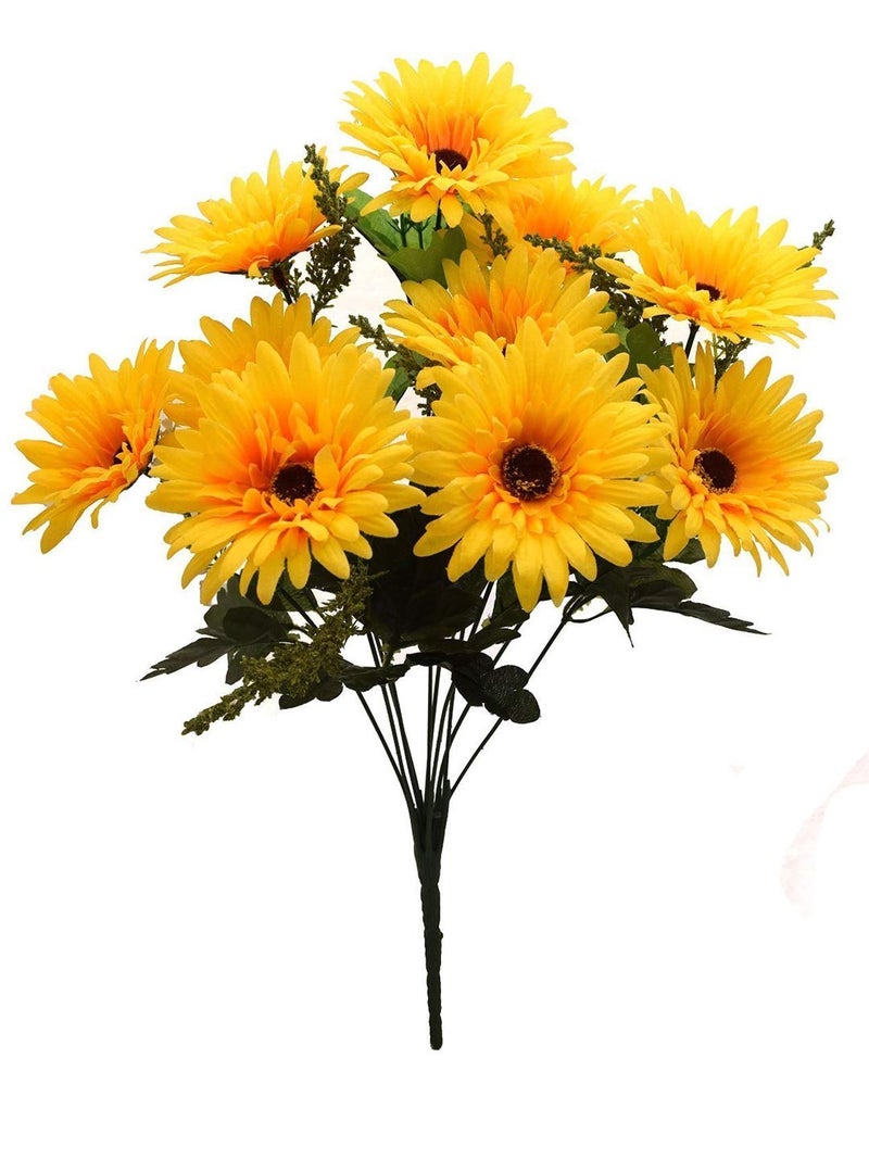 Fourwalls Beautiful Decorative Artificial Garabara Flower Bunches for Home décor (48 cm Tall, 10 Heads, Light/Yellow) - Image 1