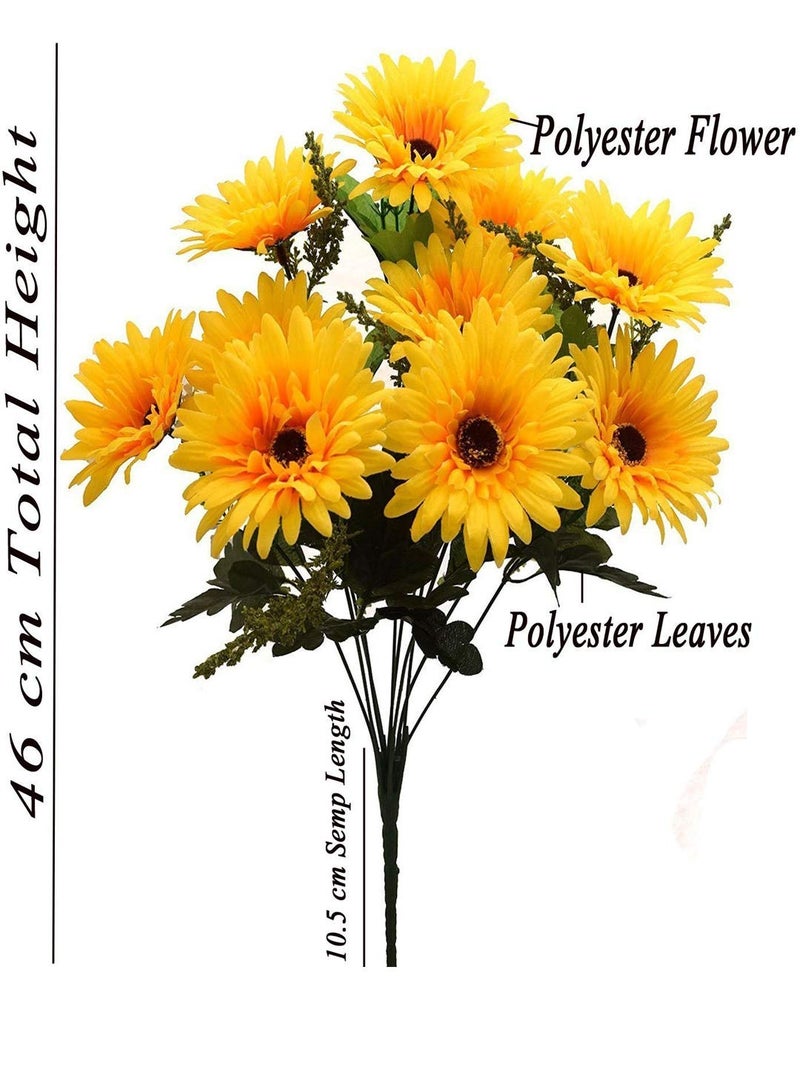 Fourwalls Beautiful Decorative Artificial Garabara Flower Bunches for Home décor (48 cm Tall, 10 Heads, Light/Yellow) - Image 2