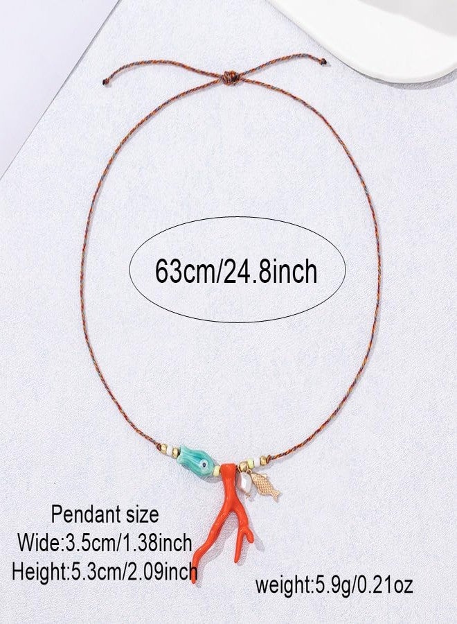 KURTCB Coral Fish Necklace Boho Beachy Hawaiian Jewelry for Women Men Colorful Summer Beach Ocean Beaded Necklace, free size, Zinc Acrylic, No Gemstone - Image 4