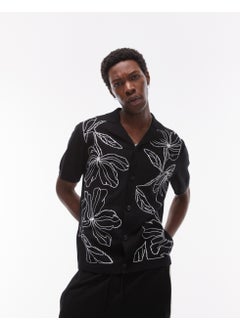 TOPMAN Front Placement Embroidered Knitted Shirt I  - Image 1