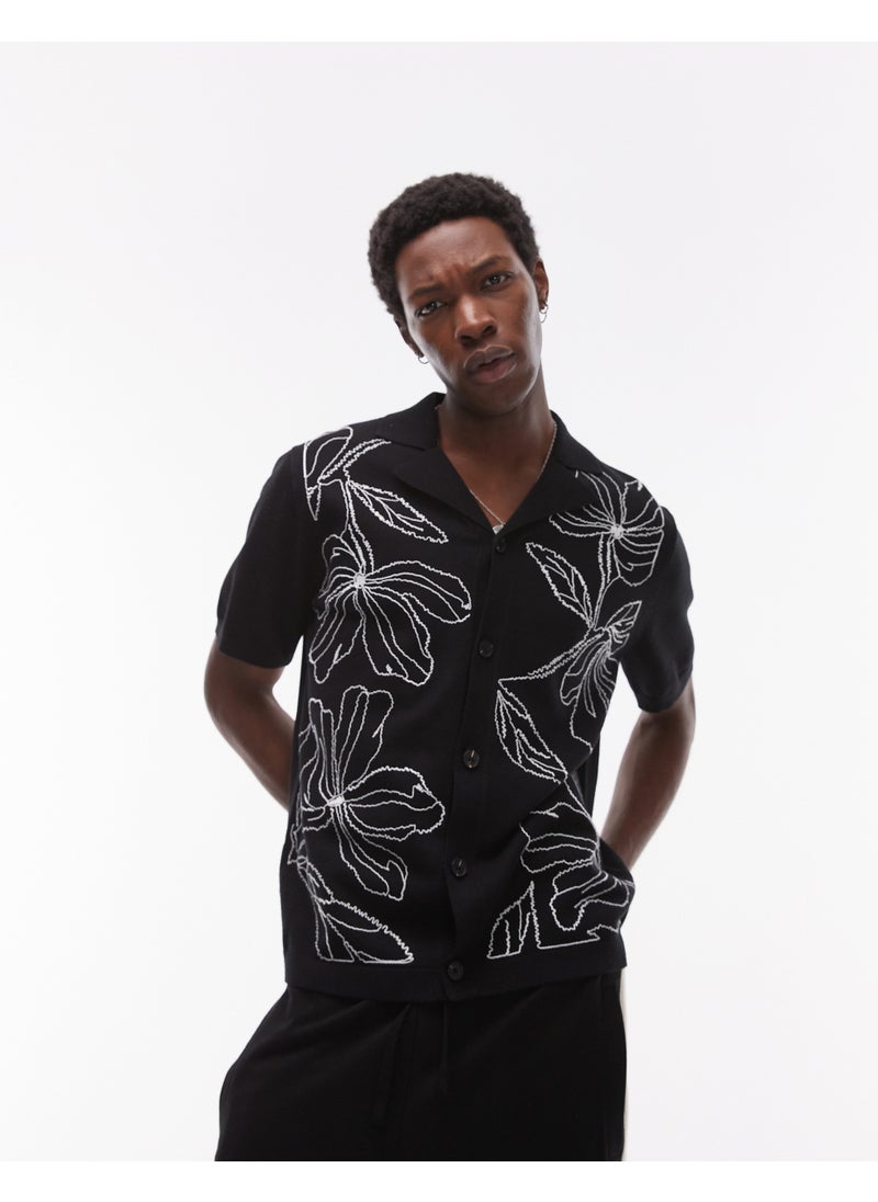 TOPMAN Front Placement Embroidered Knitted Shirt I  - Image 1