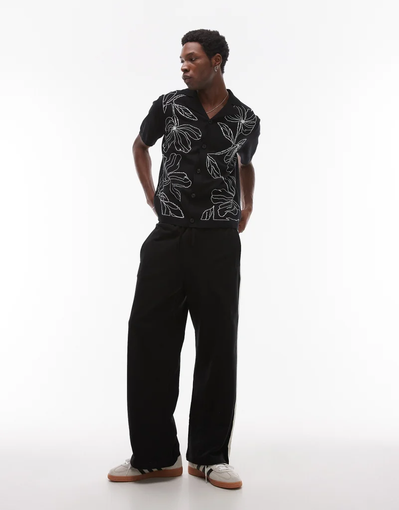 TOPMAN Front Placement Embroidered Knitted Shirt I