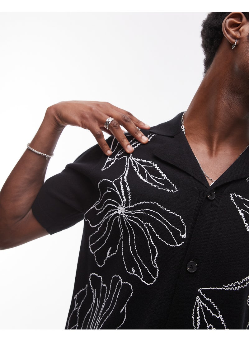 TOPMAN Front Placement Embroidered Knitted Shirt I  - Image 3