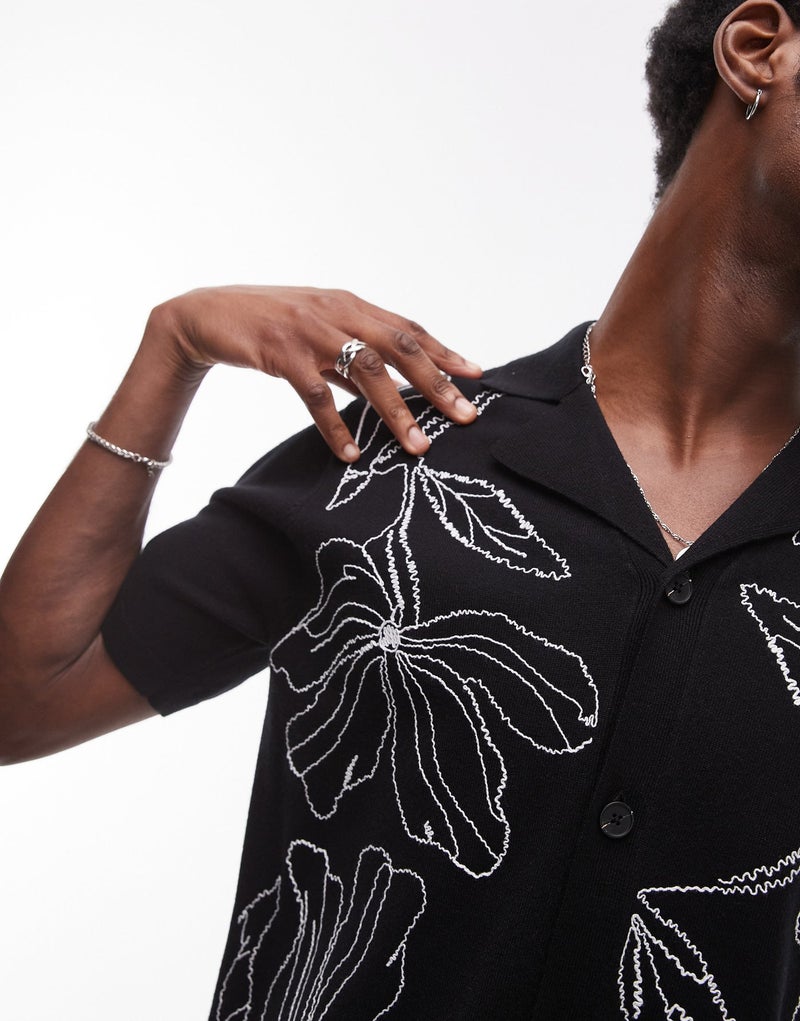 TOPMAN Front Placement Embroidered Knitted Shirt I - Image 3