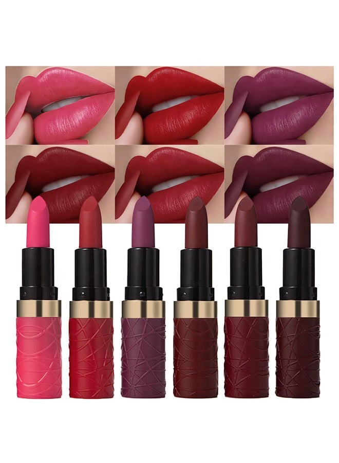 Kiss Pretty Long-Lasting Non-Stick Cup Matte Lipstick Set, 6 Bold Deep Shades, Quick-Dry Velvet Finish, Waterproof Lip Color Kit for Evening & Special Occasions - Image 1