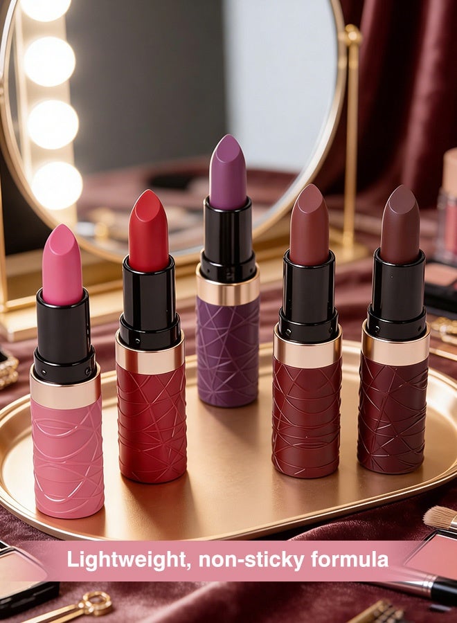 Kiss Pretty Long-Lasting Non-Stick Cup Matte Lipstick Set, 6 Bold Deep Shades, Quick-Dry Velvet Finish, Waterproof Lip Color Kit for Evening & Special Occasions - Image 5