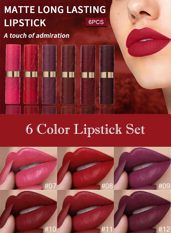 Kiss Pretty Long-Lasting Non-Stick Cup Matte Lipstick Set, 6 Bold Deep Shades, Quick-Dry Velvet Finish, Waterproof Lip Color Kit for Evening & Special Occasions - Image 3
