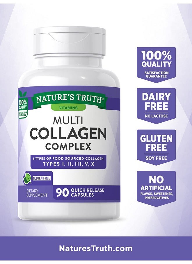 Nature's Truth - Protein Capsules ; 90 Count ; Type I Ii Iii V X ; Collagen Peptide Pills ; Gluten Free Supplement ; By Nature Truth - Image 1