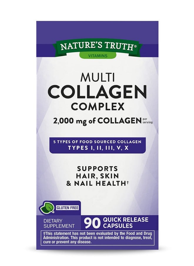 Nature's Truth - Protein Capsules ; 90 Count ; Type I Ii Iii V X ; Collagen Peptide Pills ; Gluten Free Supplement ; By Nature Truth - Image 1