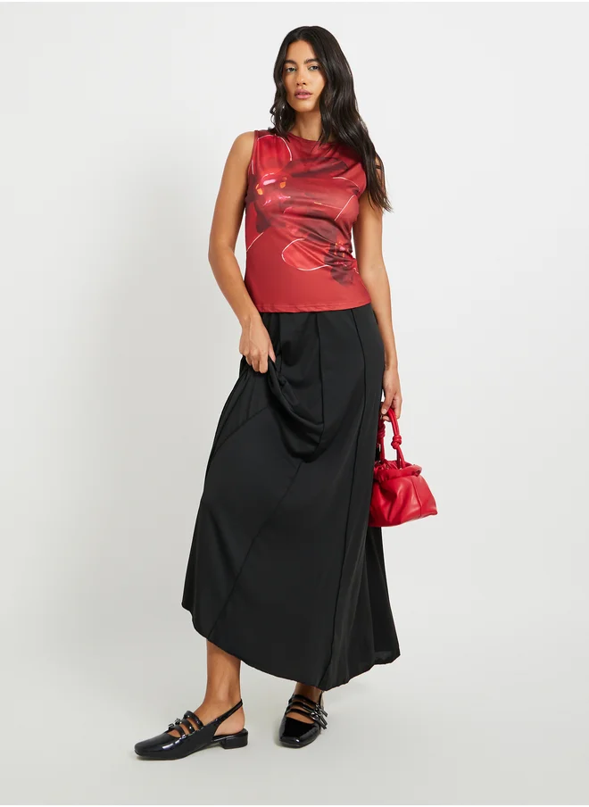 ستايلي Floral Print Sleeveless Round Neck Top