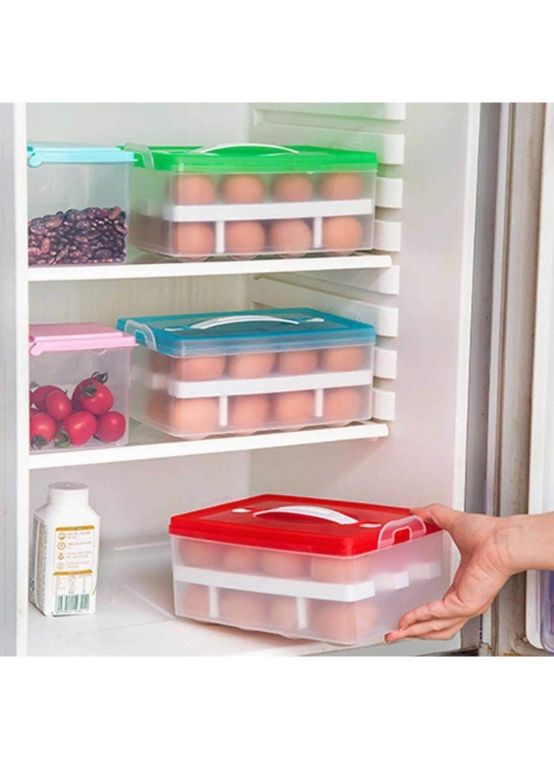 Varahry varahry Double Layer 24Eggs Storage Organizer for Kitchen Refrigerator Egg Tray Egg Storage for Fridge Egg Basket Organize Multi Color Egg Box 24 Grid  - Image 2