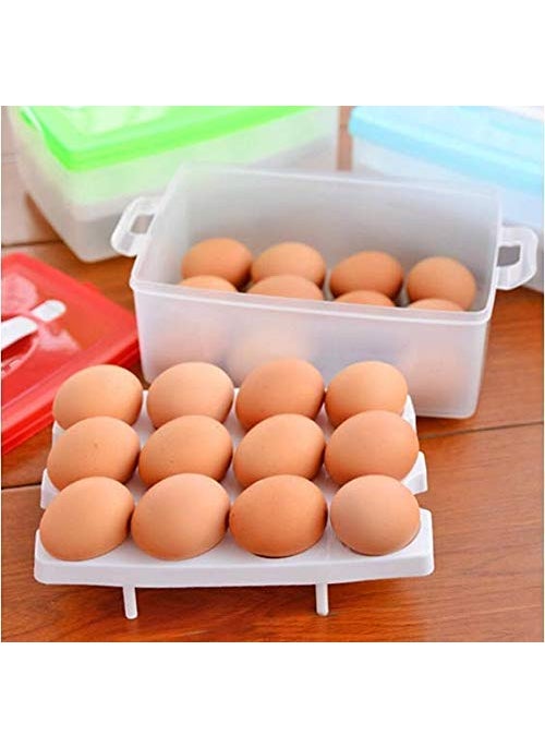 Varahry varahry Double Layer 24Eggs Storage Organizer for Kitchen Refrigerator Egg Tray Egg Storage for Fridge Egg Basket Organize Multi Color Egg Box 24 Grid  - Image 3