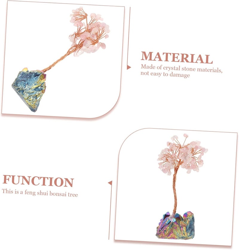 klarako Home Ornaments Living Decor Feng Money Bonsai Table Creative Desk Crafts Decorative Lucky Decoration Cluster Pink for Room Luck Statue Ornament Chic Adorn Artificial Crystal Tree - Image 4