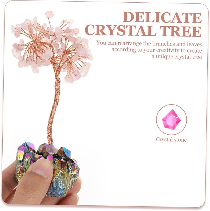 klarako Home Ornaments Living Decor Feng Money Bonsai Table Creative Desk Crafts Decorative Lucky Decoration Cluster Pink for Room Luck Statue Ornament Chic Adorn Artificial Crystal Tree - Image 2