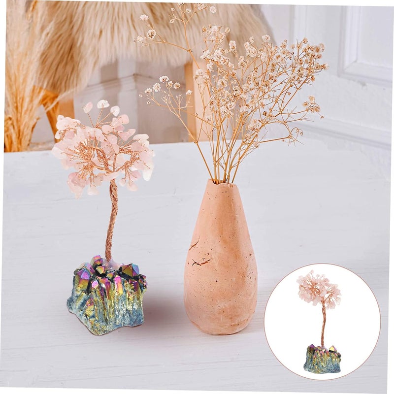 klarako Home Ornaments Living Decor Feng Money Bonsai Table Creative Desk Crafts Decorative Lucky Decoration Cluster Pink for Room Luck Statue Ornament Chic Adorn Artificial Crystal Tree - Image 3