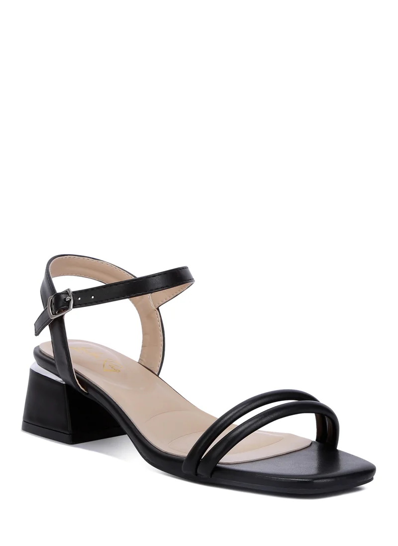 London Rag Ankle Strap Low Block Heels in Black