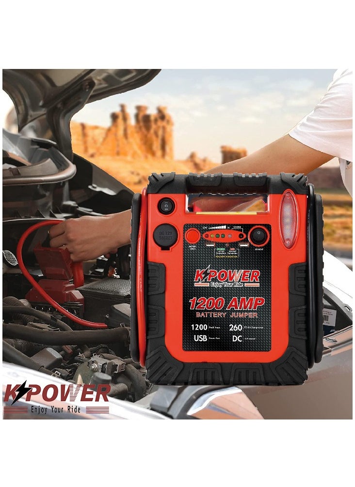 K POWER KP-PS-4500 Car Jump Starter 1200 Amp Portable Battery Charger 20000Mah Emergency Supply Power Pack  - Image 4