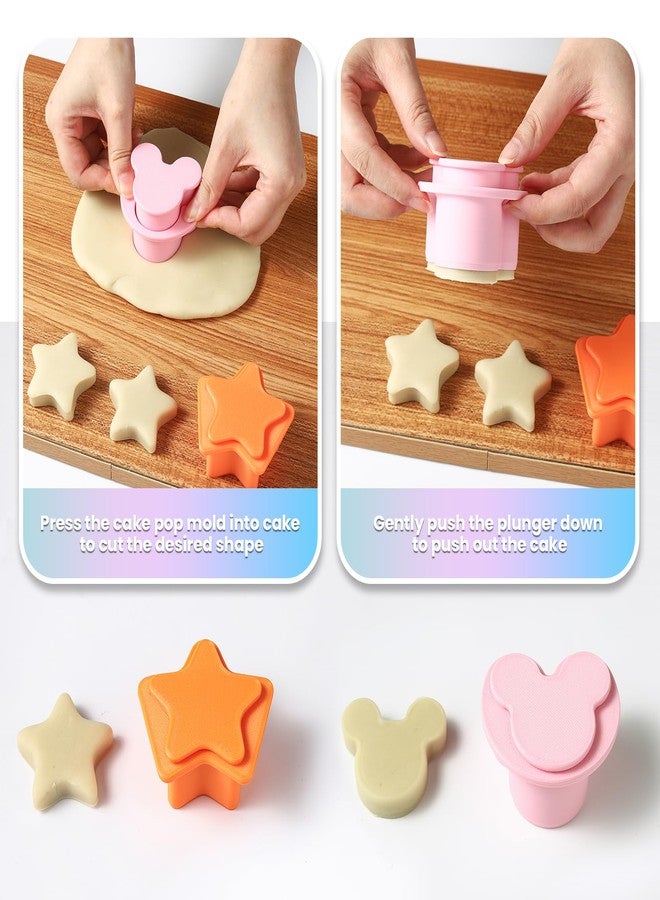 MITCHENIFY Mouse Star Shaped Cake Pop Cutter and Pusher, 3D Printed Cake Pop Molds Shapes Press Set, Baking Molds for Home Baking, Birthday Parties, Wedding Desserts - Image 2