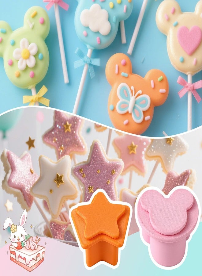 MITCHENIFY Mouse Star Shaped Cake Pop Cutter and Pusher, 3D Printed Cake Pop Molds Shapes Press Set, Baking Molds for Home Baking, Birthday Parties, Wedding Desserts - Image 3