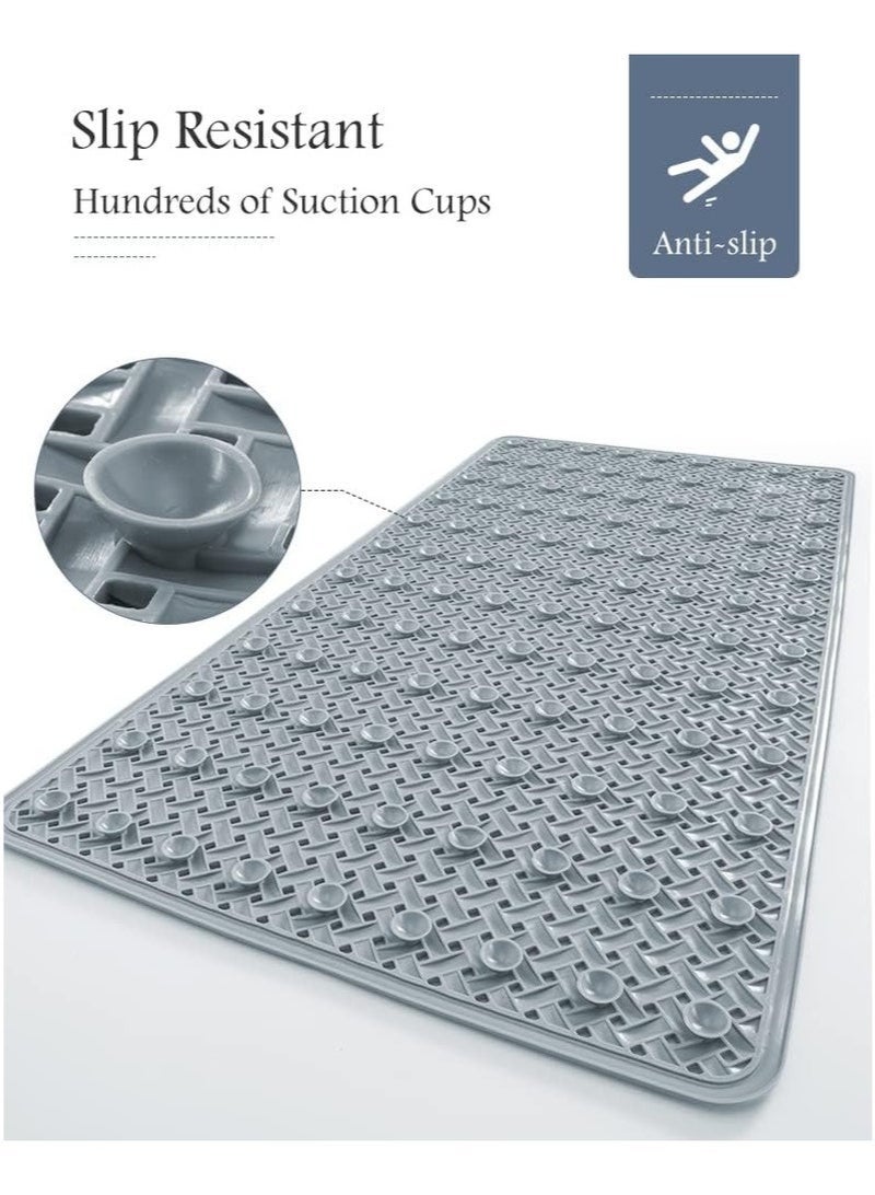 سجادة حوض استحمام غير قابلة للانزلاق مع أكواب شفط وفتحات تصريف، سجادة استحمام ناعمة قابلة للغسل في الغسالة وسجادة حمام مضادة للانزلاق لحوض الاستحمام للأطفال (36 × 69 سم رمادي) - Image 3