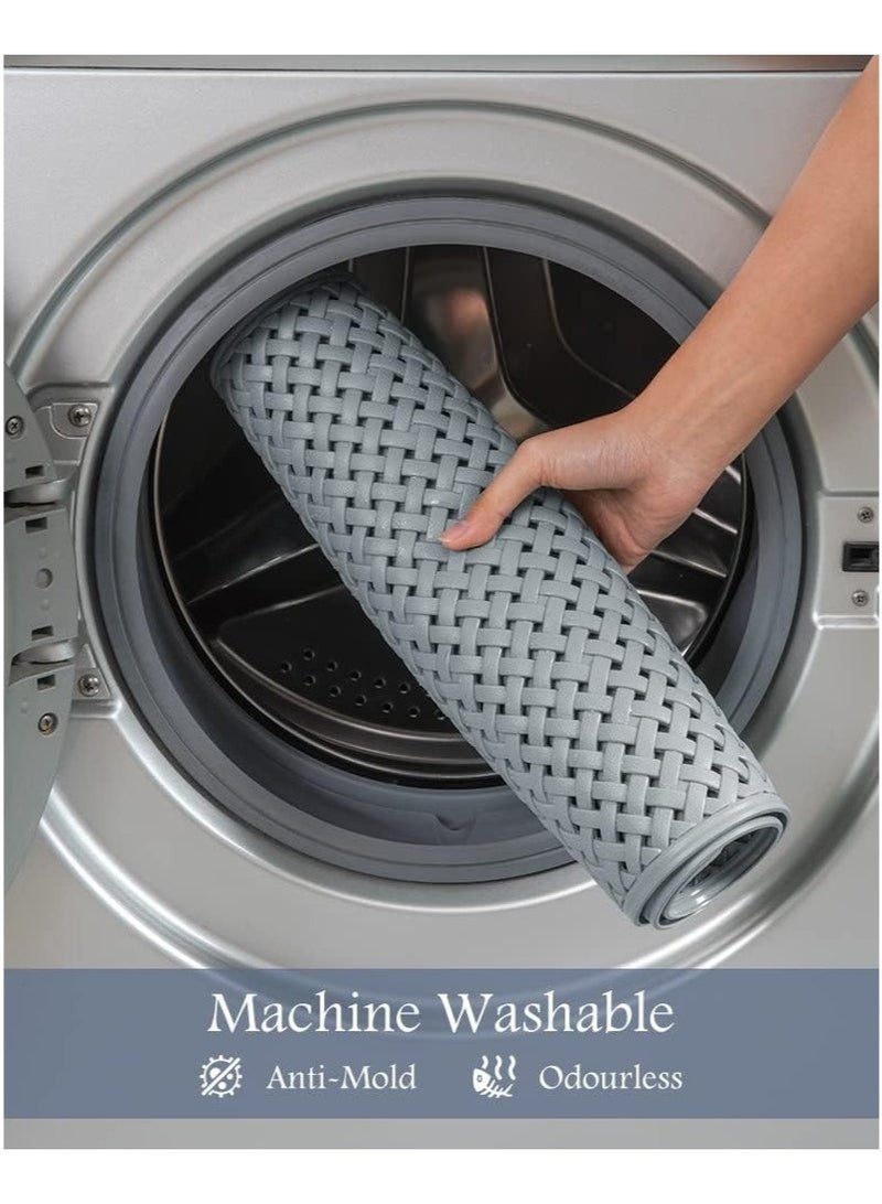 سجادة حوض استحمام غير قابلة للانزلاق مع أكواب شفط وفتحات تصريف، سجادة استحمام ناعمة قابلة للغسل في الغسالة وسجادة حمام مضادة للانزلاق لحوض الاستحمام للأطفال (36 × 69 سم رمادي) - Image 5