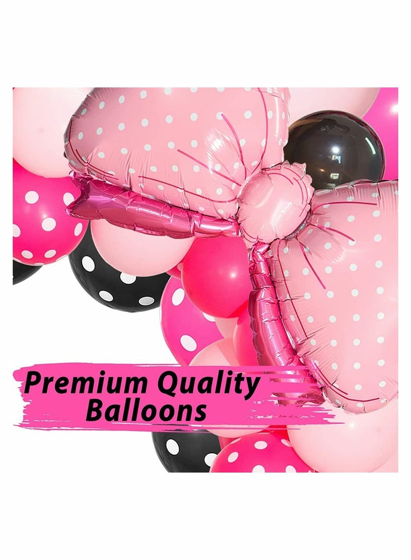 KASTWAVE Pink Mouse Color Balloon Garland Kit, 116 Pcs Pink Black Polka Dot Balloon Arch with Bow Foil Balloons for Girls Kids Pink Mouse Theme Birthday Baby Shower Decorations - Image 2