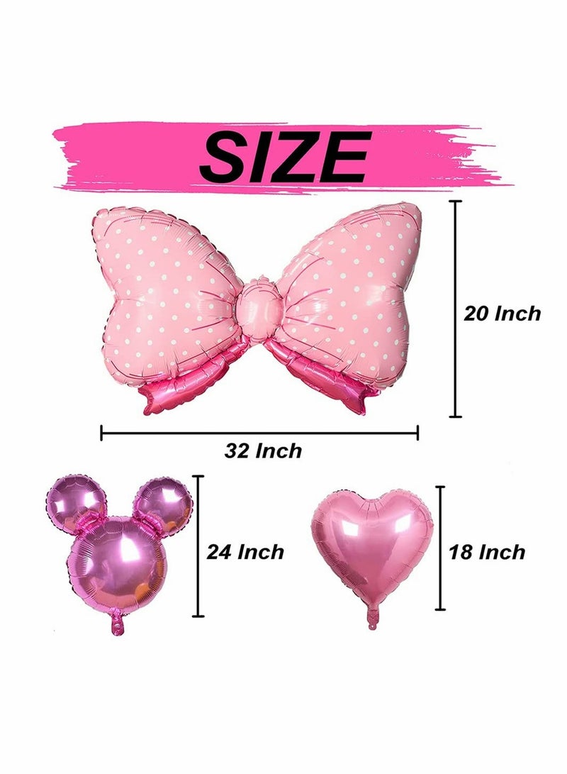 KASTWAVE Pink Mouse Color Balloon Garland Kit, 116 Pcs Pink Black Polka Dot Balloon Arch with Bow Foil Balloons for Girls Kids Pink Mouse Theme Birthday Baby Shower Decorations - Image 4